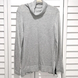 Wool blend turtleneck Joules knitwear size 10 neutral textured side slits 2018